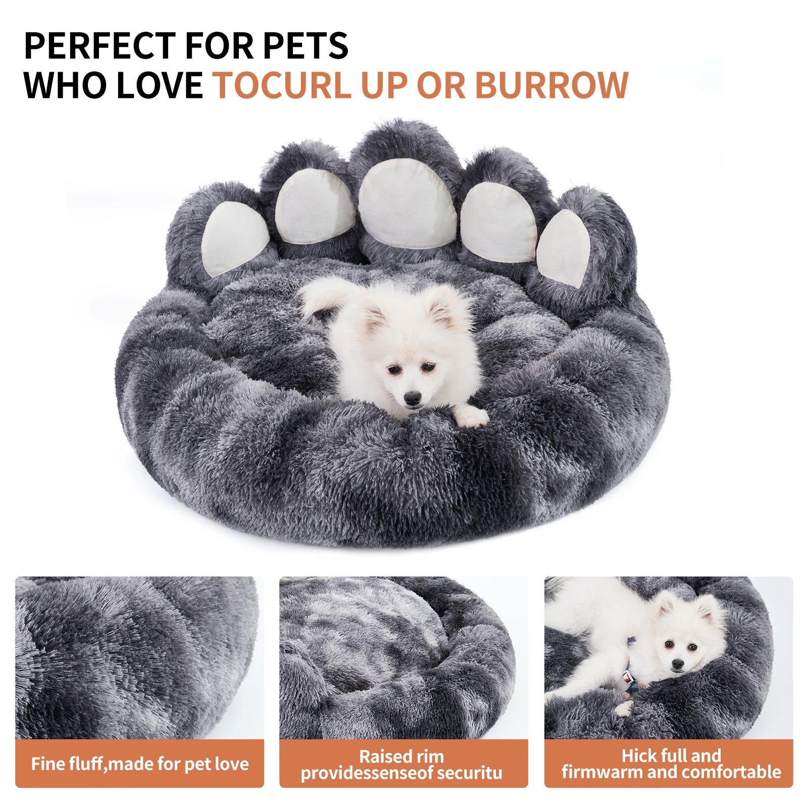 Cozy Comfy Pet Dog Bed, Paw Shape, Warm Cushion for Your Furry Friend Deep Sleeping