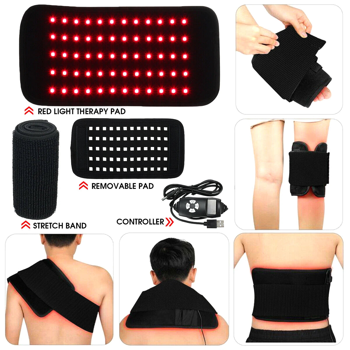 30W  Multifunctional Infrared Light LED Therapy, Waist Wrap Pad Belt, Pain Relief, Heat massager