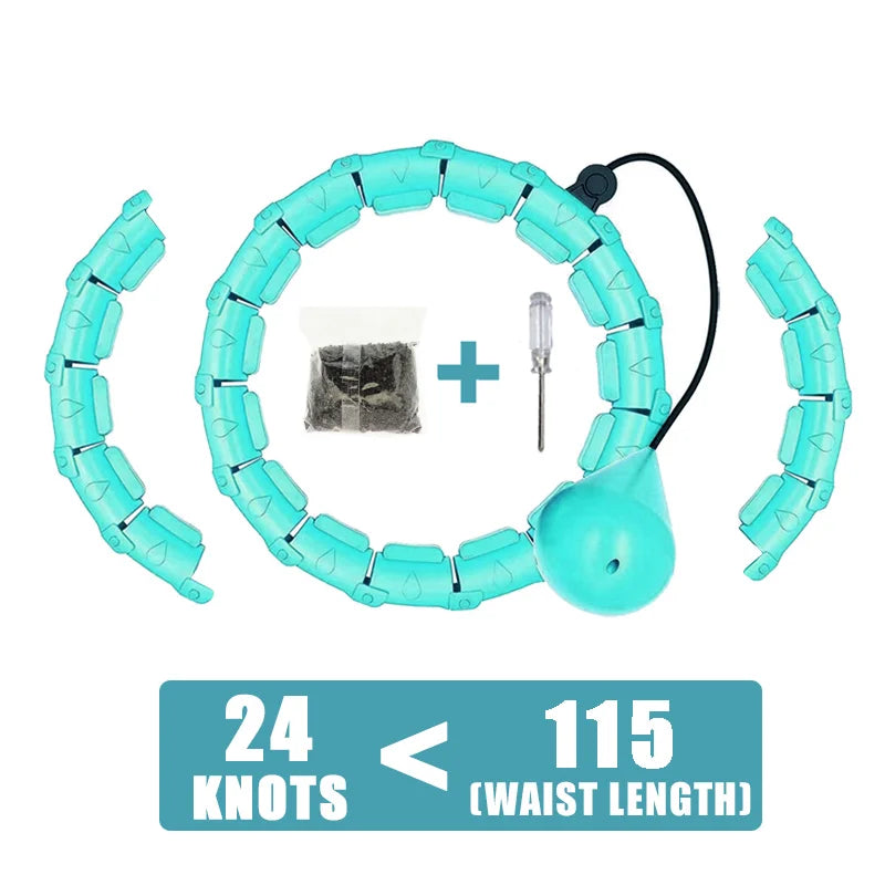 Weighted Fitness Circle Hoops for Weight Loss, Plus Size Smart Exercise 2 in 1 Adjustable with Detachable Knots