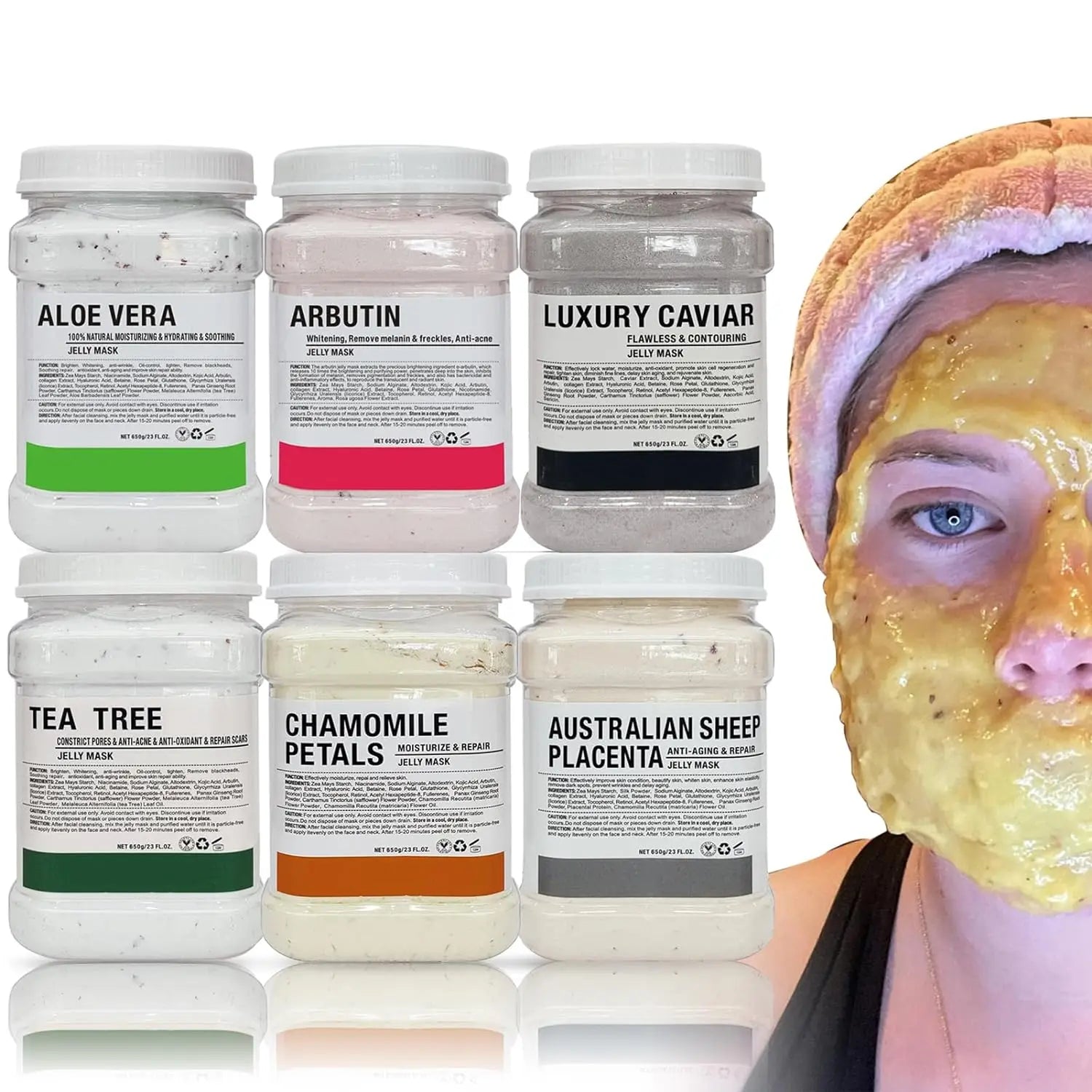 6PCS Jelly Mask Powder Professional Facial Skin Care, Moisturizing, Pore Cleansing