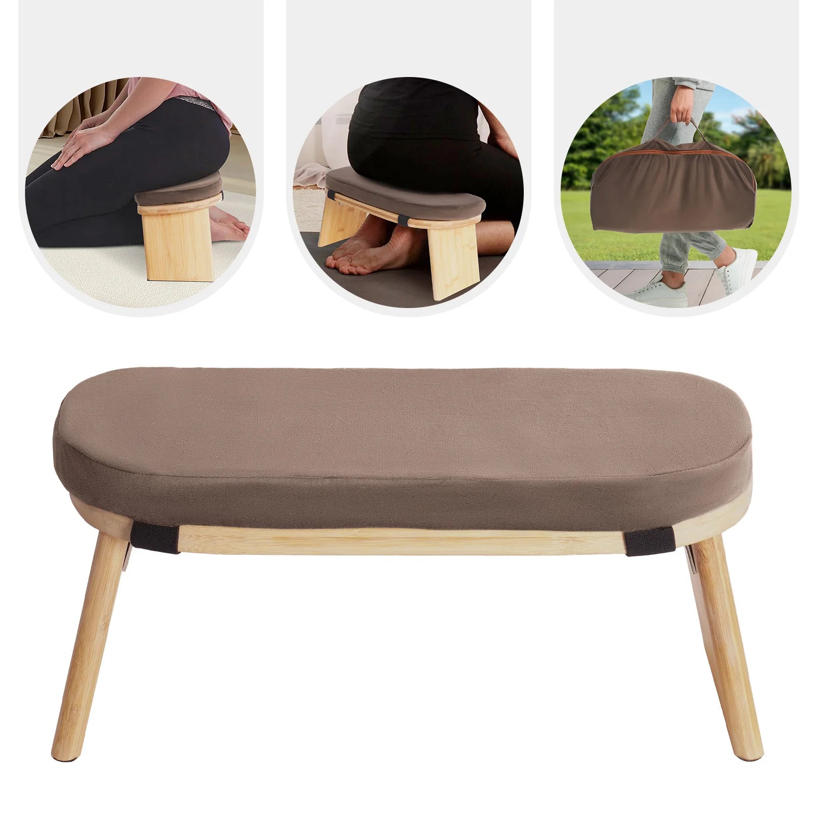 Wooden Foldable Meditation Stool: Portable Kneeling Bench for Home Yoga & Mindfulness
