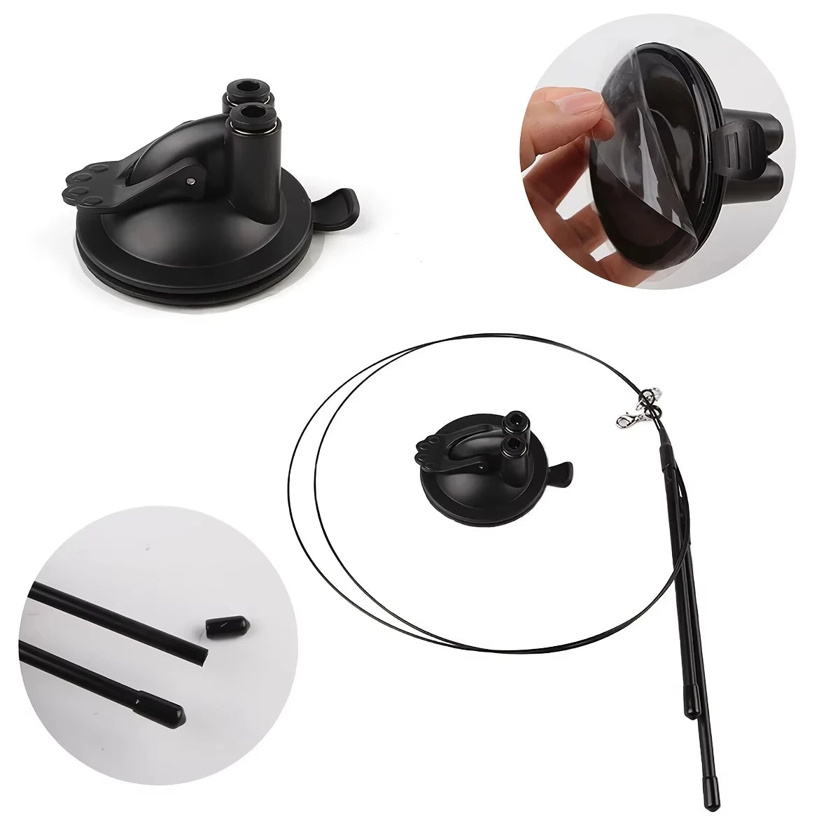 Interactive Cat Wand - Non-slip suction cup base and double-locking grip design