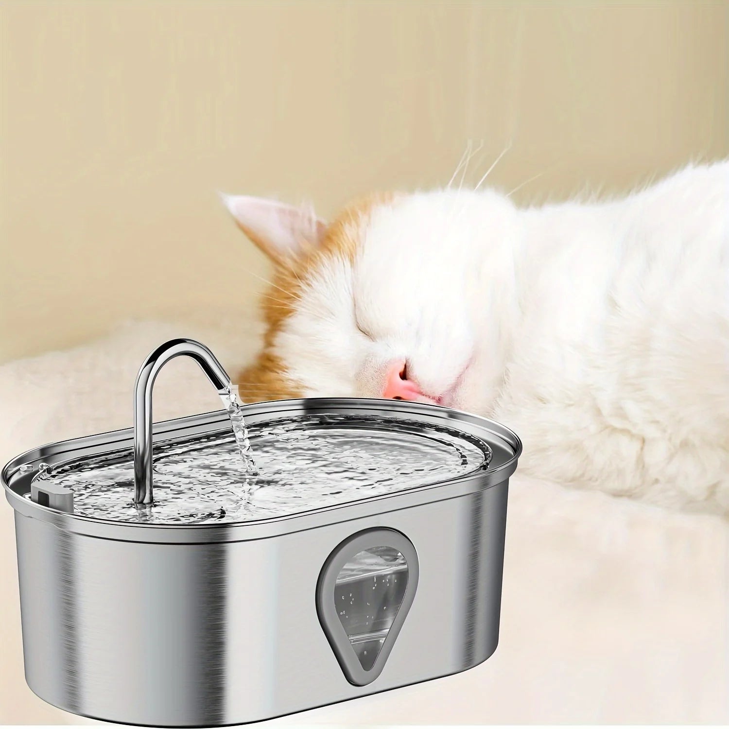 3.5L large capacity pet water dispenser automatic stainless steel water fountain with LED Lighting
