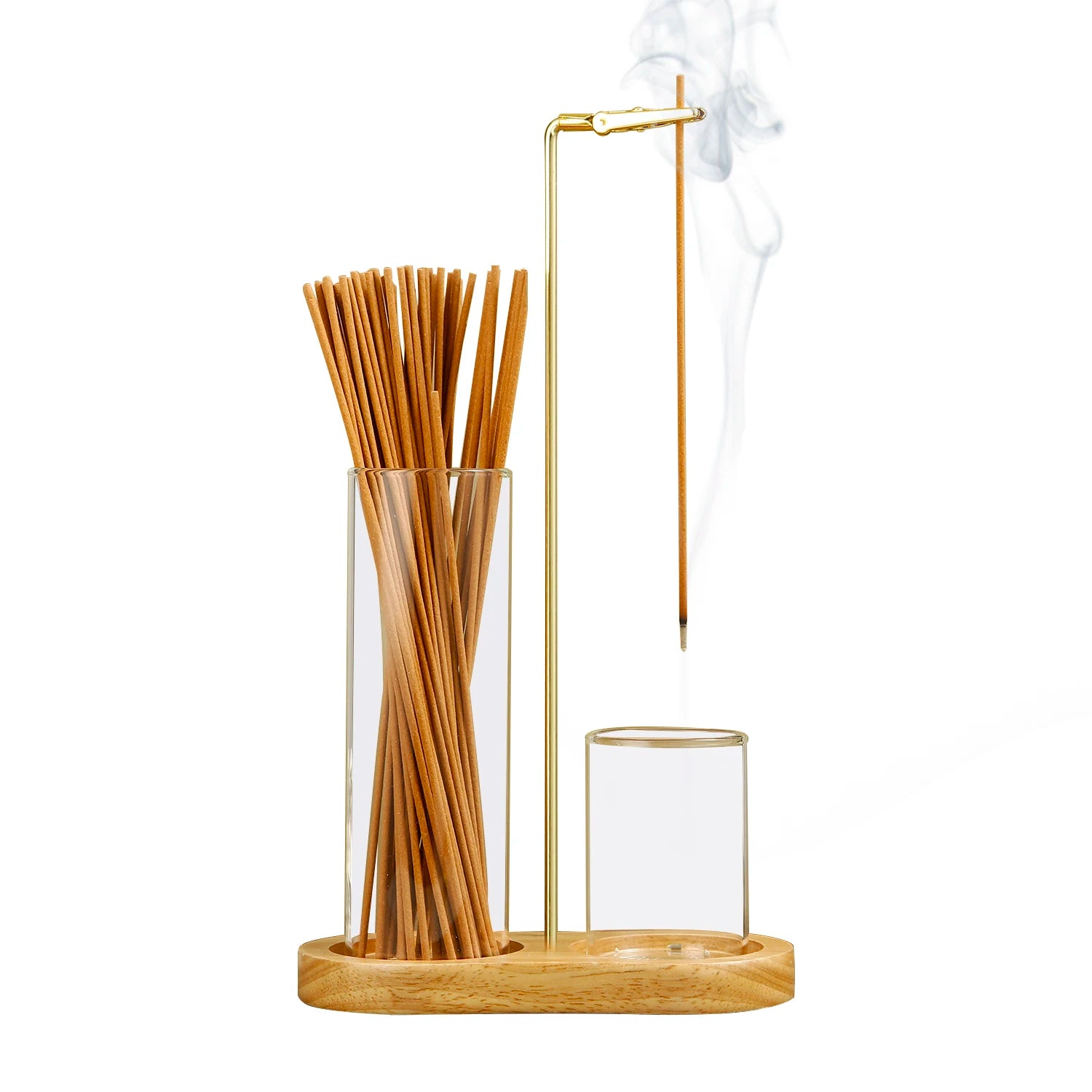 2 in 1 Incense Holder Anti-Ash Flying Incense Burner with Glass Ash Catcher and Incense Sticks Organizer