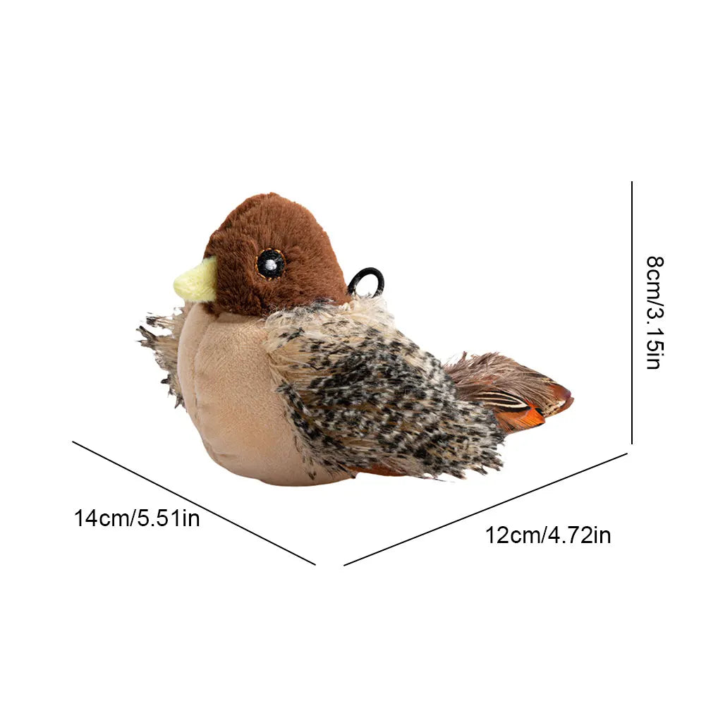Interactive Flappy Bird Plush Cat Toy Electric Squeaky, Simulated, Chirping Bird