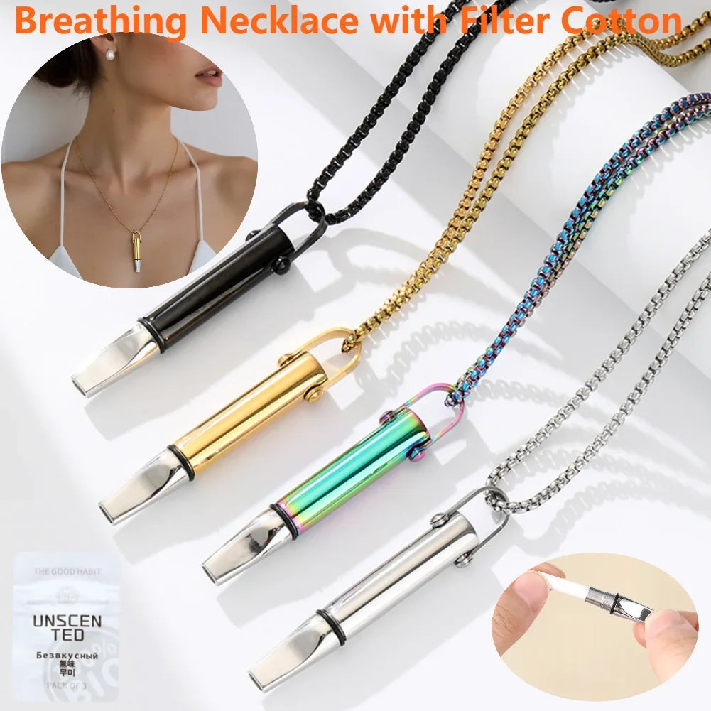 Auxiliary Yoga Meditation Necklace With Built-in Cotton Core Increases Breathing Resistance