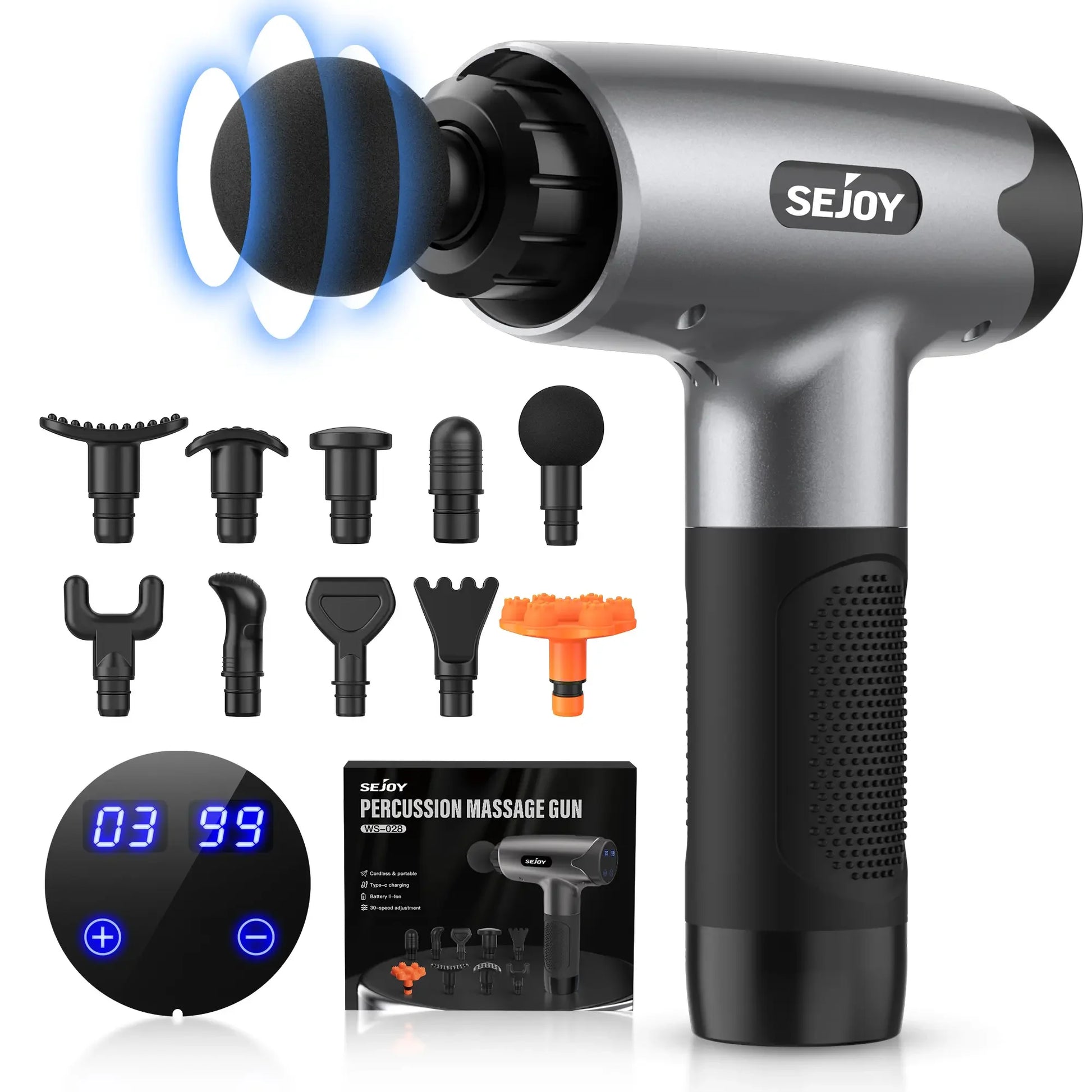 Sejoy 30 speeds Massage Gun, Percussion Massager, Deep Tissue Muscle Vibrating Relaxation