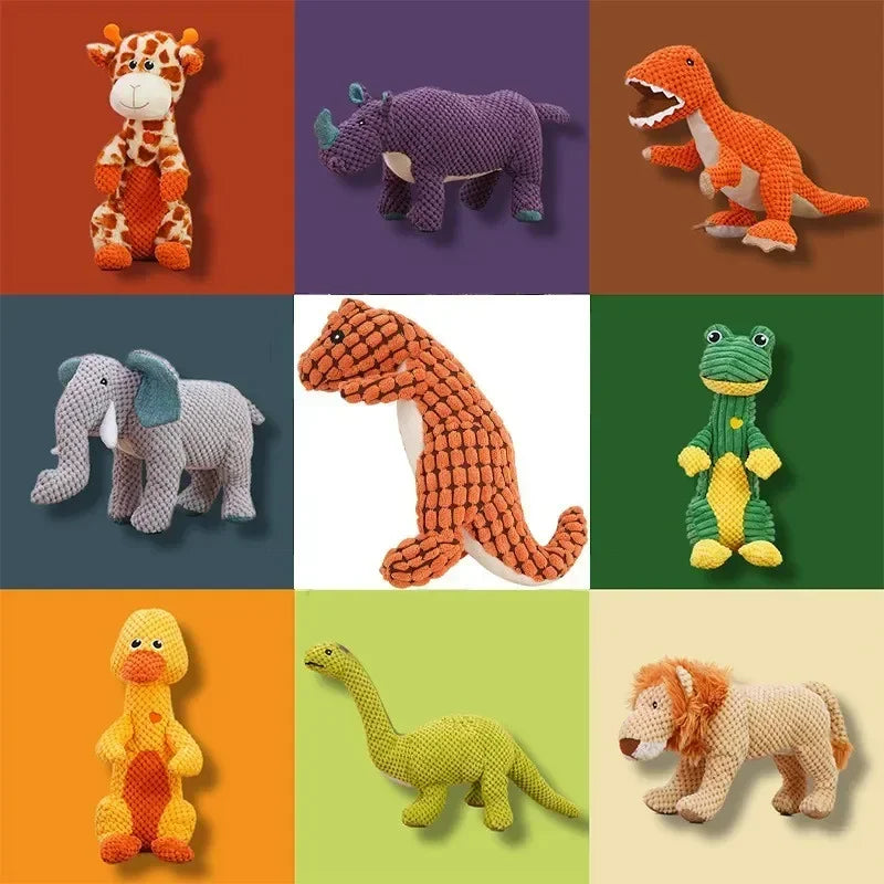 Squeaky Pet Toys for Medium, Large Dogs Plush Chew Toys in Animal Shape