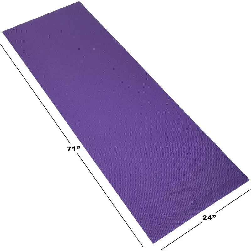 Yoga Mat - Double Sided 1/4-Inch Workout Mat - 71x24-Inch for Pilates with Carrying Strap