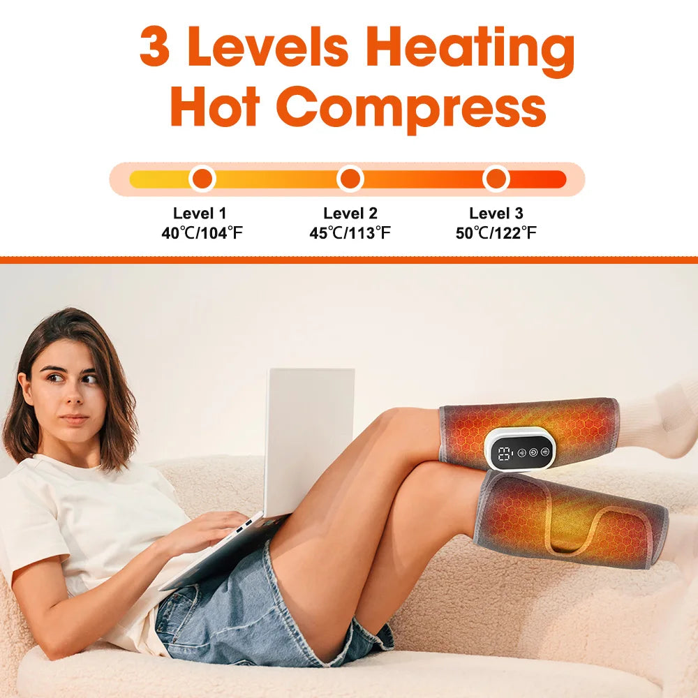 360° Air Pressure Heating Calf Massager Wireless 3 Mode Airbag Compression