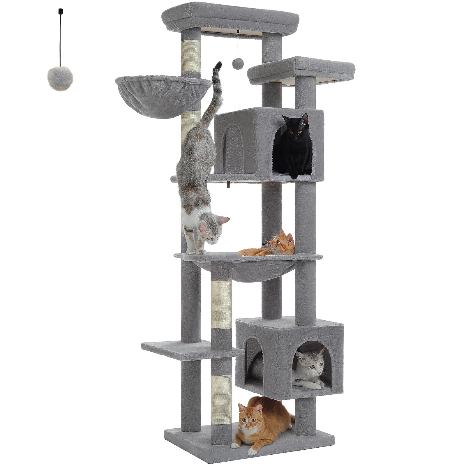Large Cat Tree Tower Multi-Level Plush Cat Condo with Scratching Posts, Scratching Boards, Perches Caves