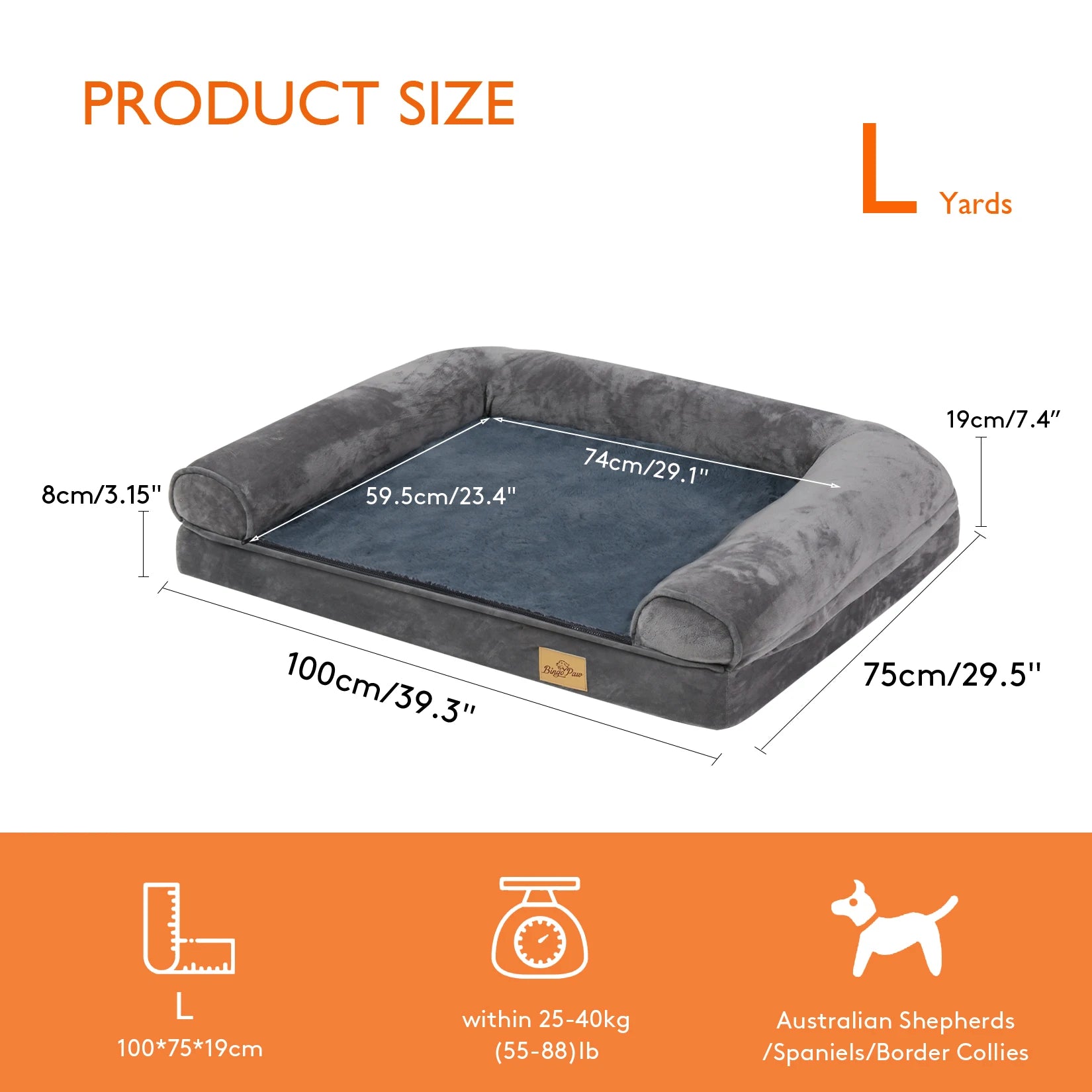 Dog Bed Extra Large Orthopedic Pet Mattress, Cushion with Removable Washable Cover, Soft Sponge Foam