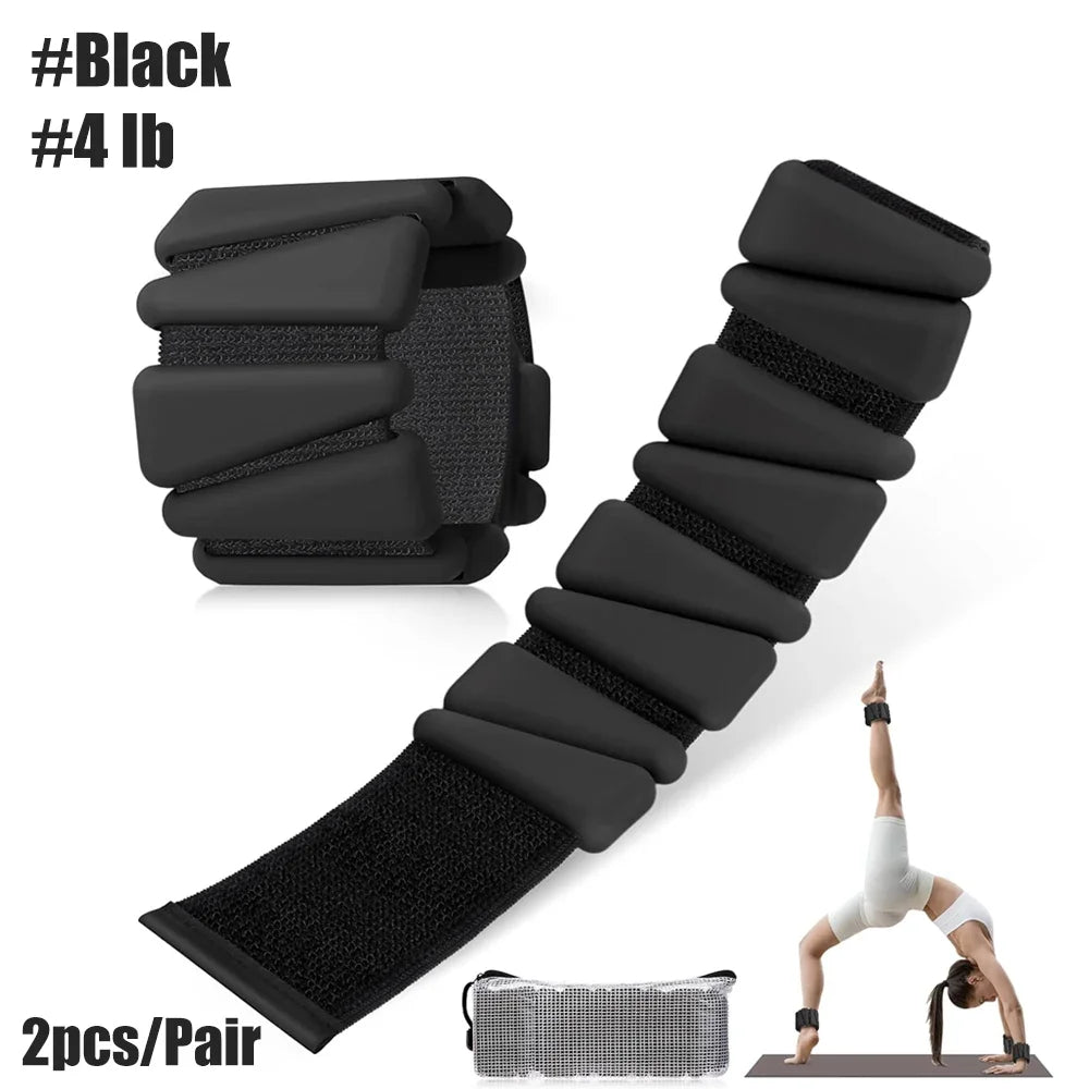 1pair  2-4lbs Adjustable Wrist Ankle Weights - Silicone Strength Training Bracelets for Yoga Running Swimming
