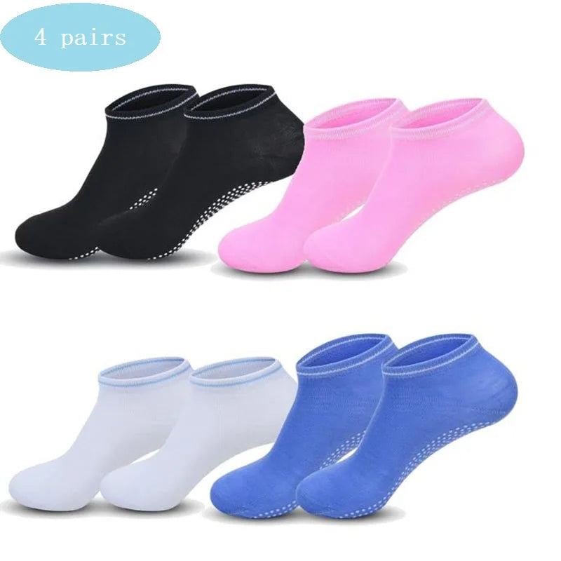 4 pairs Yoga Socks Women Cotton Silicone Non-slip Pilates Grip Towel Socks