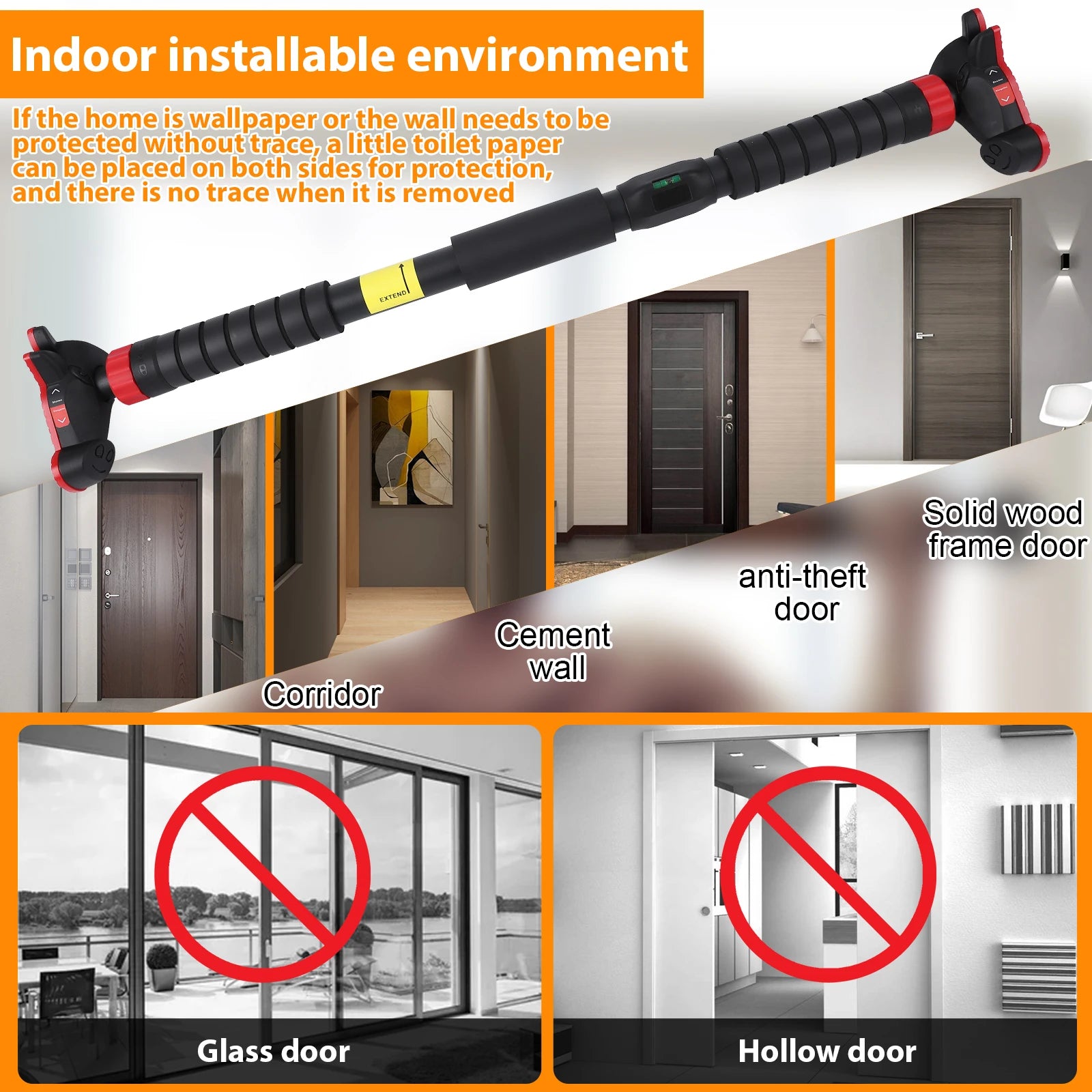 Pull Up Bar for Doorway No Screws Non Slip Strength Training Pullup Bar Adjustable