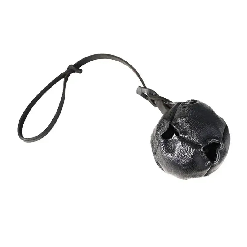 Leather Dog Training Ball Tug Toy, with a Handle Dog Bite for Fetch, Catch, Throw Pet Toys