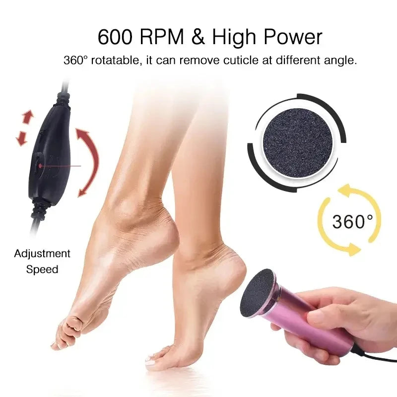 Electronic foot file pedicure sander for removing dead skin and calluses 60pcs replacement sandpaper disc
