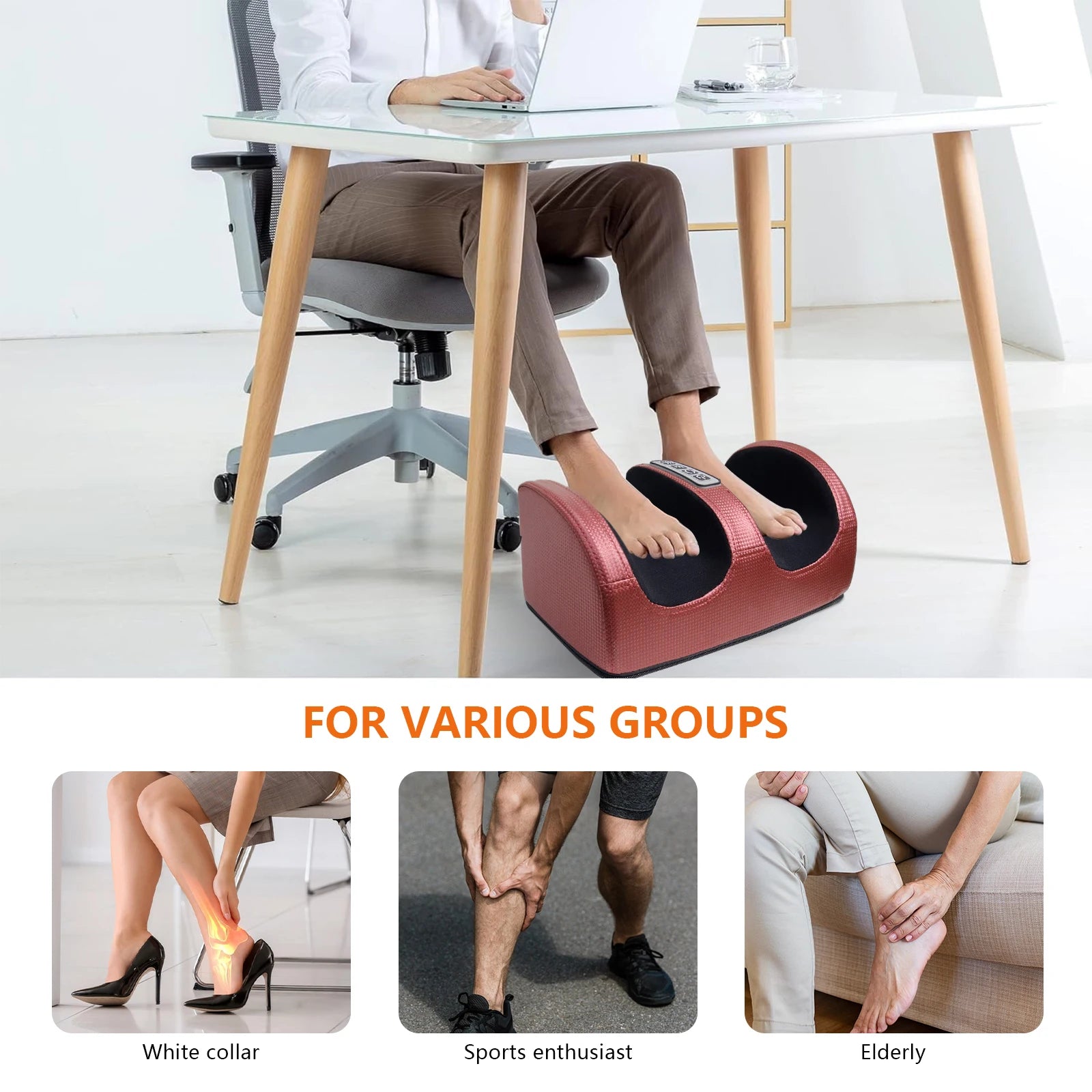 Foot massage machine kneading massager, electric heating tension relief