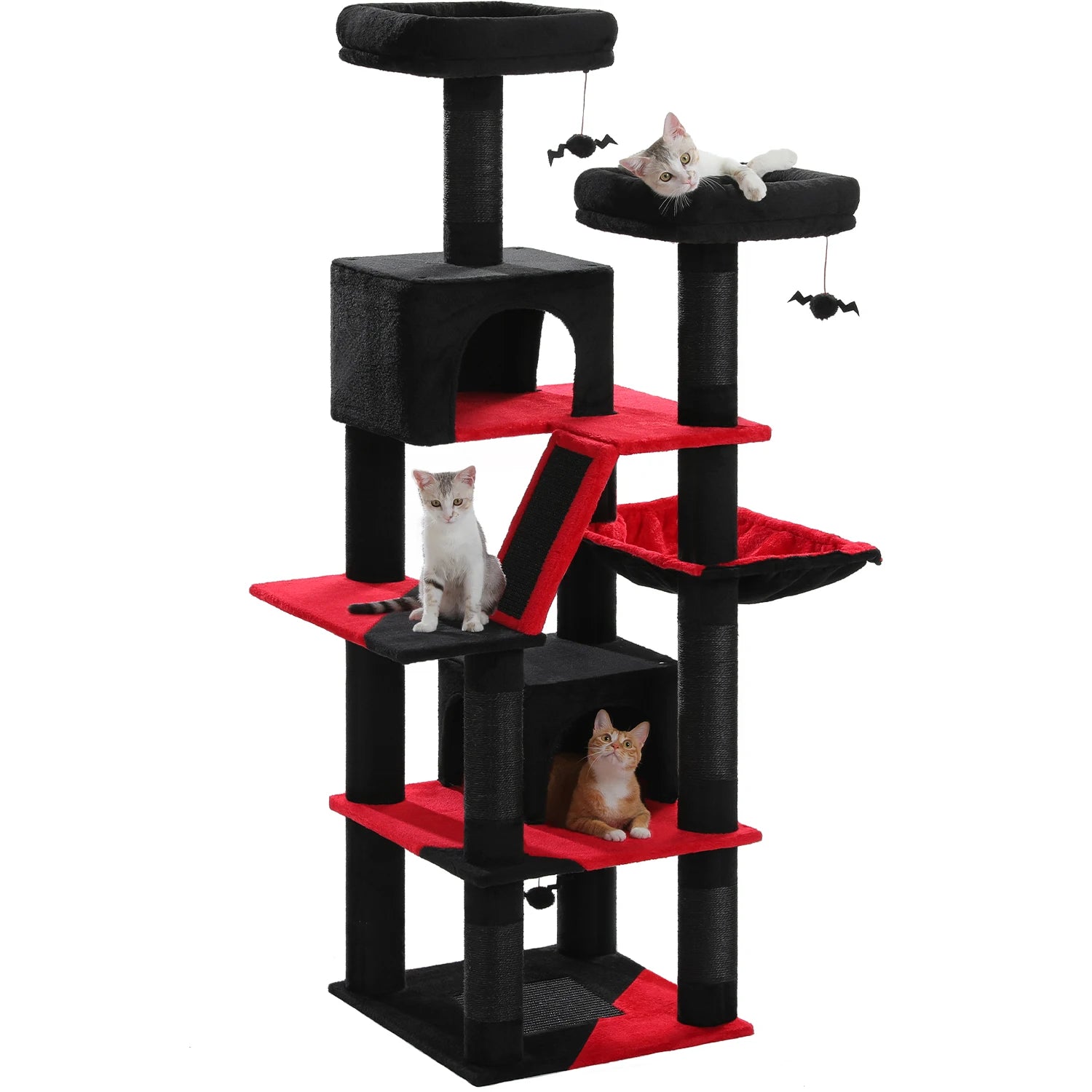 Large Cat Tree Tower Multi-Level Plush Cat Condo with Scratching Posts, Scratching Boards, Perches Caves