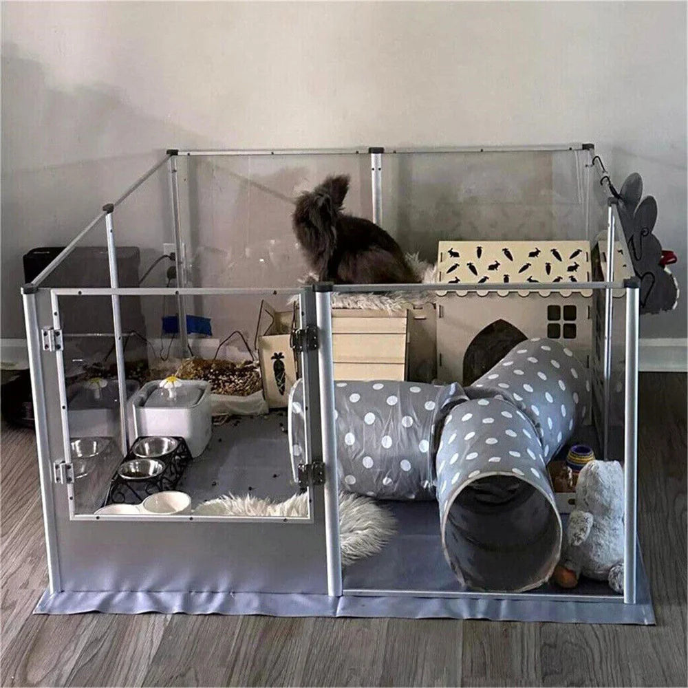 1Pc Large Acrylic Dog Playpen, Whelping Pen Box, Indoor Enclosure Clear Fence with Waterproof Pad
