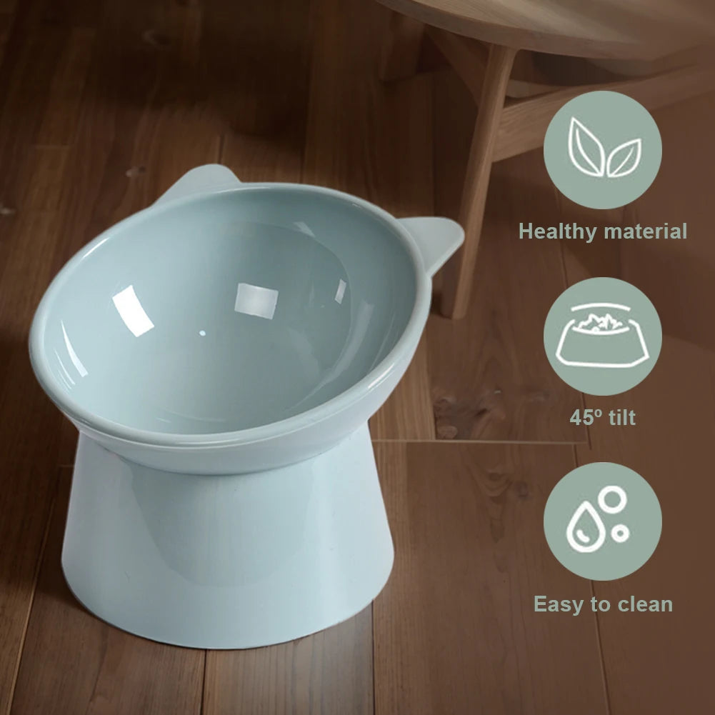 Tilted Cat Food Bowl Ergonomic Raised Bowl for Anti Vomiting, Tall, Non Slip