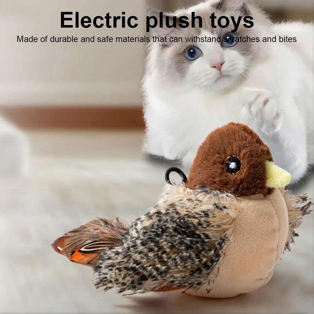 Interactive Flappy Bird Plush Cat Toy Electric Squeaky, Simulated, Chirping Bird
