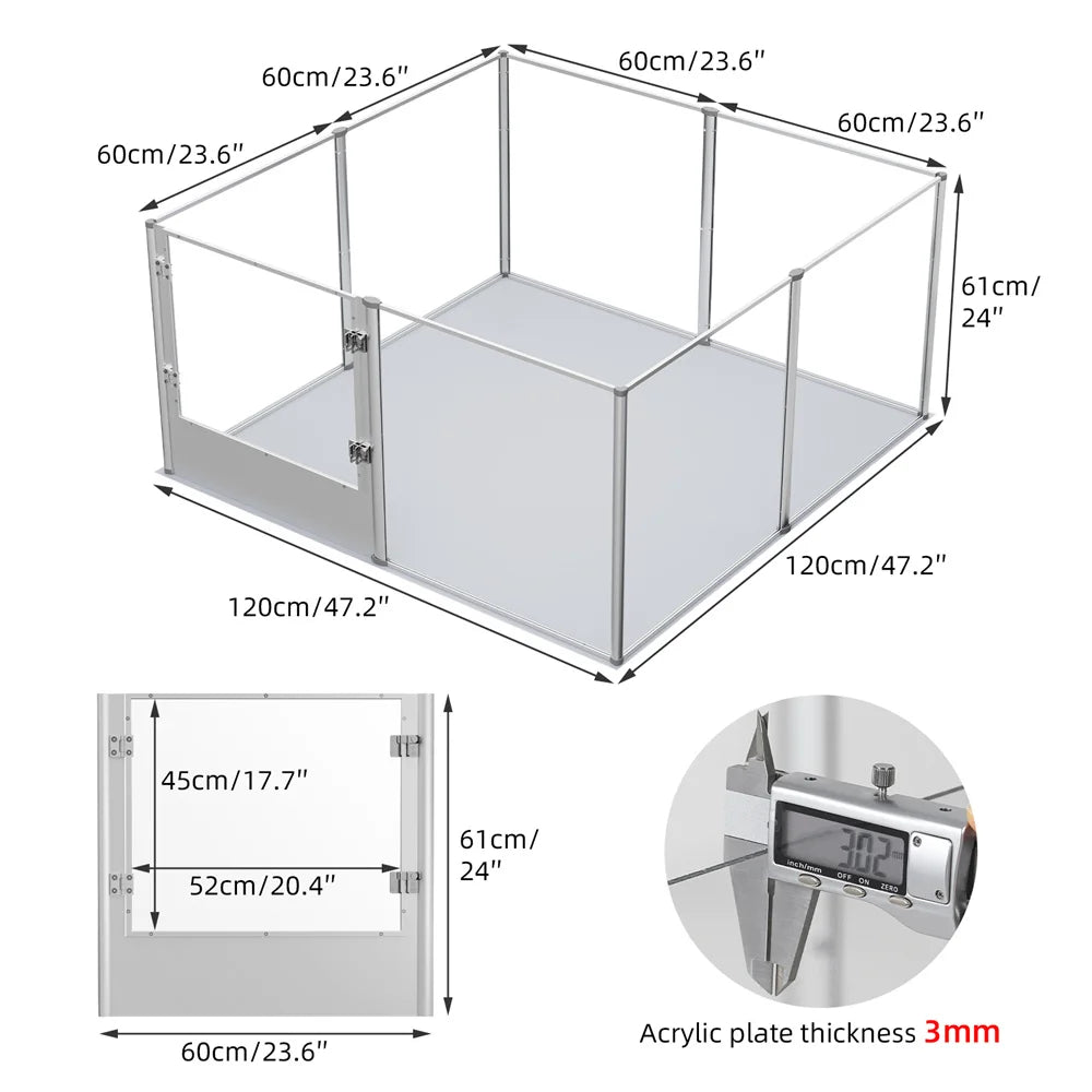 1Pc Large Acrylic Dog Playpen, Whelping Pen Box, Indoor Enclosure Clear Fence with Waterproof Pad