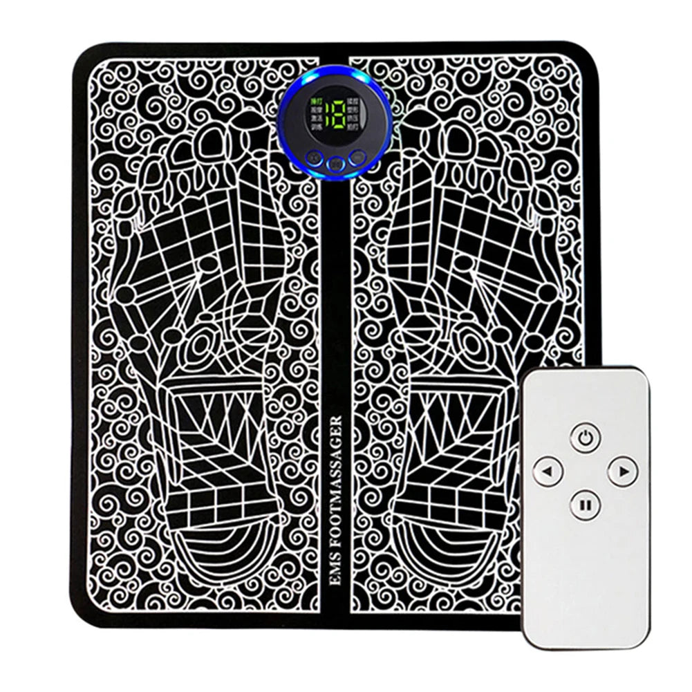 8 Modes Foot Circulation Massage Pad, USB Rechargeable, Leg Muscle Stimulator, Remote Control