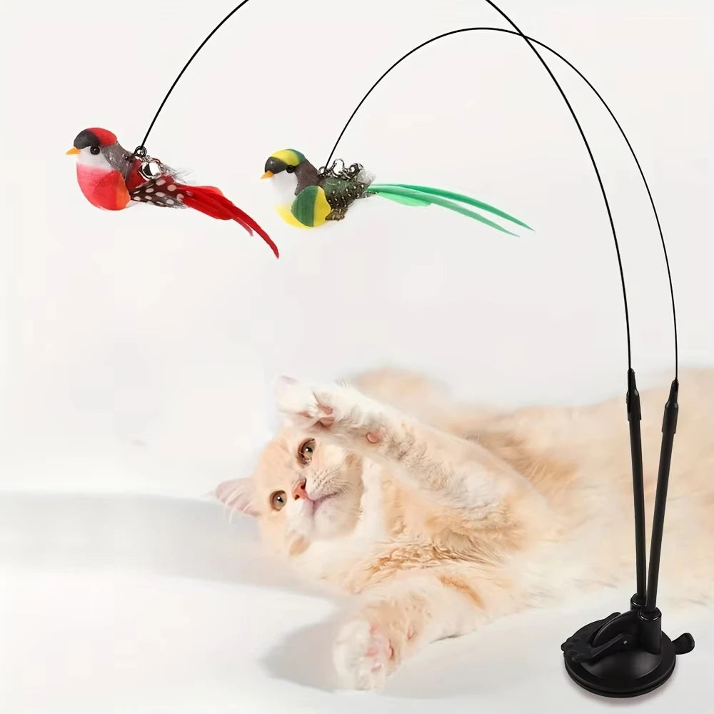 Interactive Cat Wand - Non-slip suction cup base and double-locking grip design