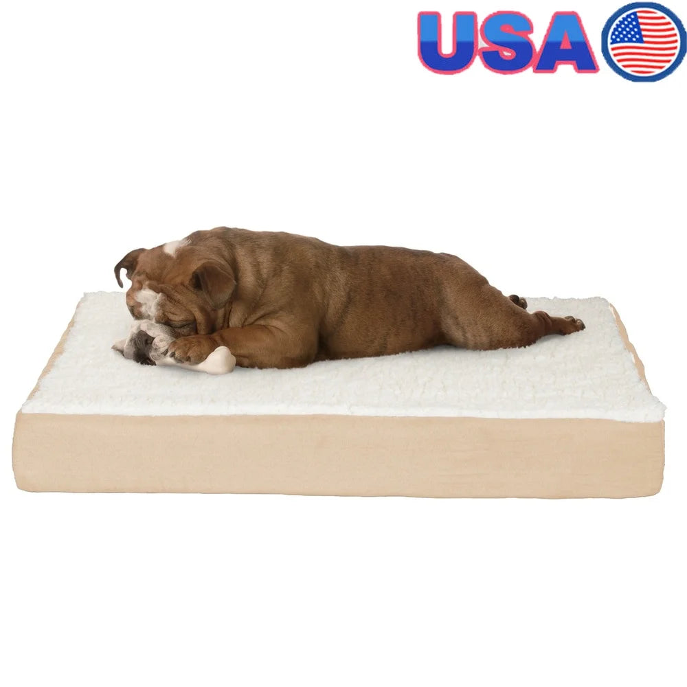 Orthopedic Dog Bed with Memory Foam and Sherpa Cover Medium Dogs up to 45lbs Machine Washable