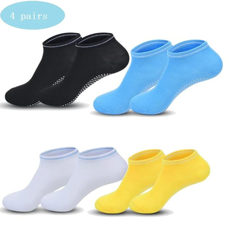 4 pairs Yoga Socks Women Cotton Silicone Non-slip Pilates Grip Towel Socks