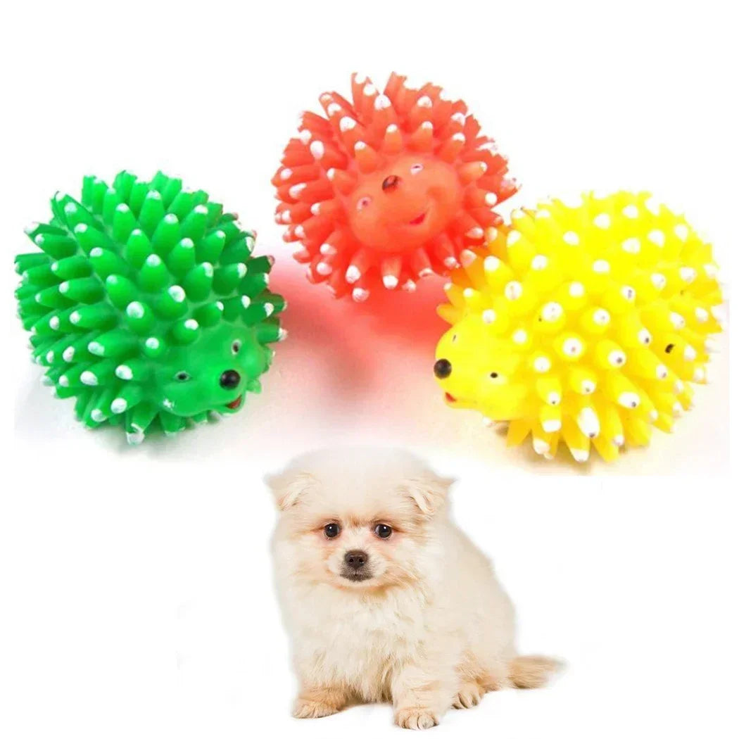 Realistic Hedgehog Soft Squeaky Dog Ball Toys For Small Dogs Rubber Chew Dental