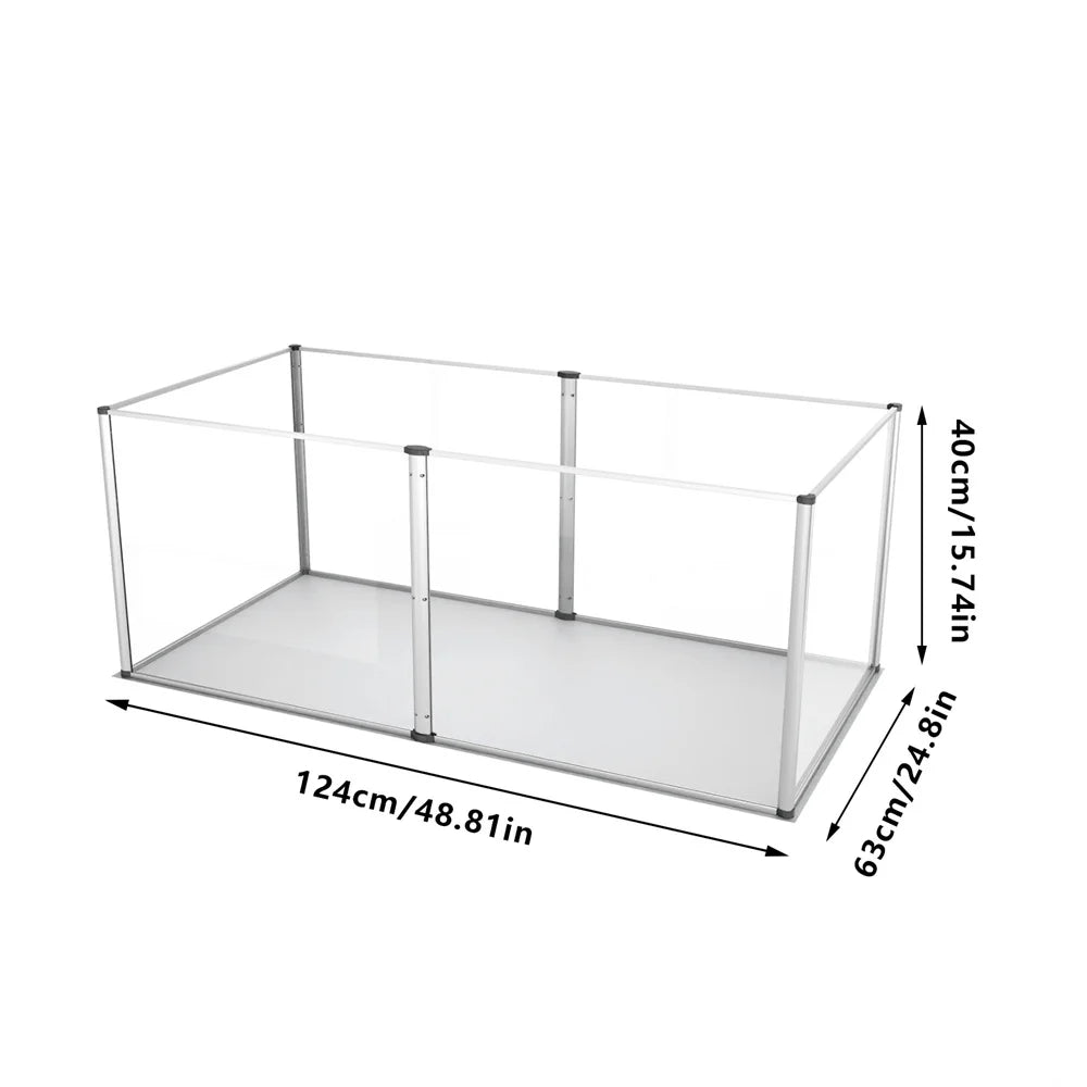 1Pc Large Acrylic Dog Playpen, Whelping Pen Box, Indoor Enclosure Clear Fence with Waterproof Pad