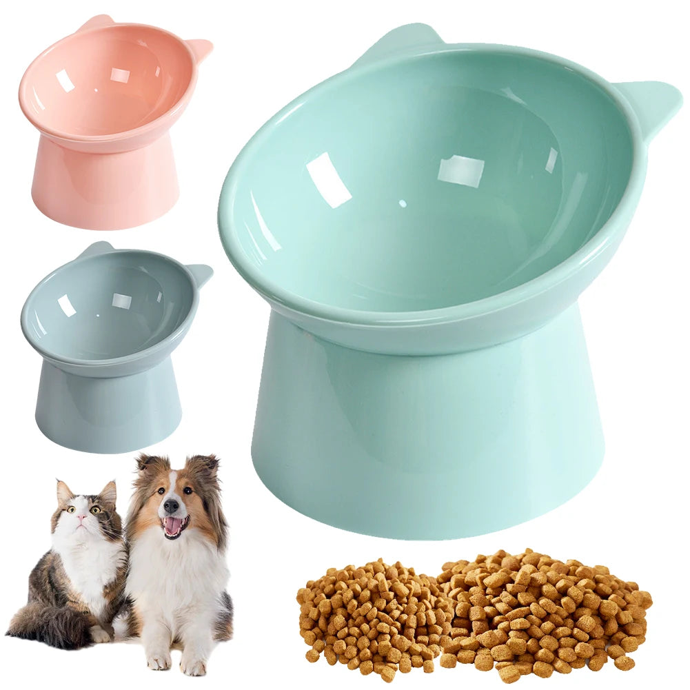 Tilted Cat Food Bowl Ergonomic Raised Bowl for Anti Vomiting, Tall, Non Slip