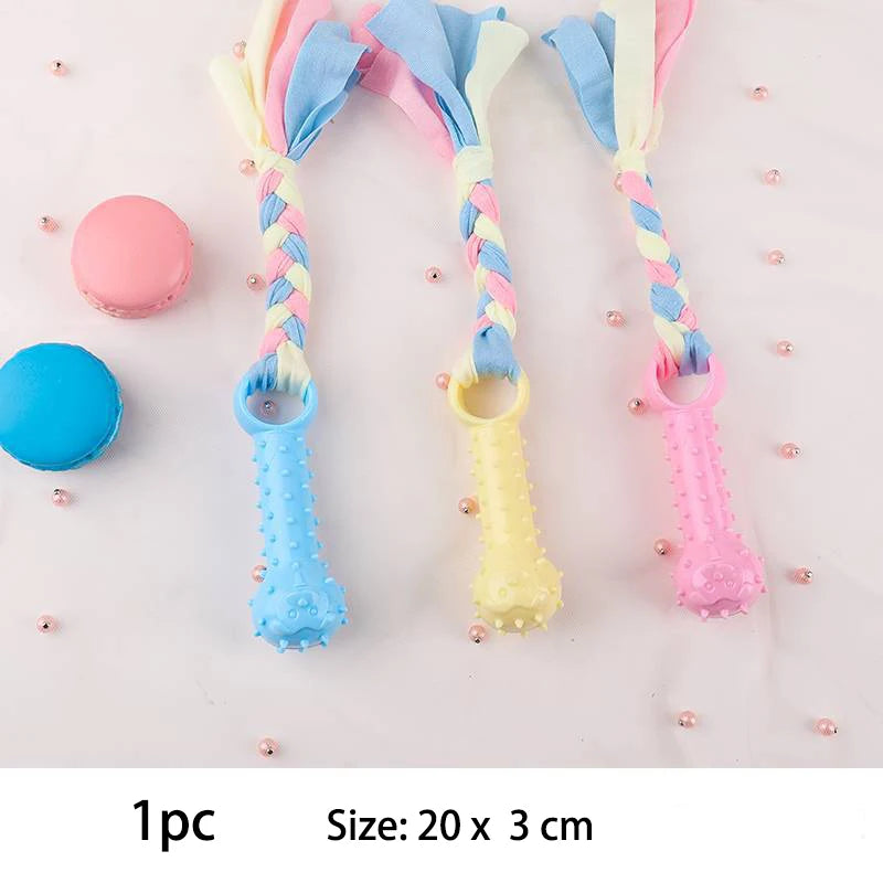 Pet Dog Chew Toys For Small Dog, TPR Knot Toys Bite Resistant, Molar Teeth Cleaning, Training and Interactive