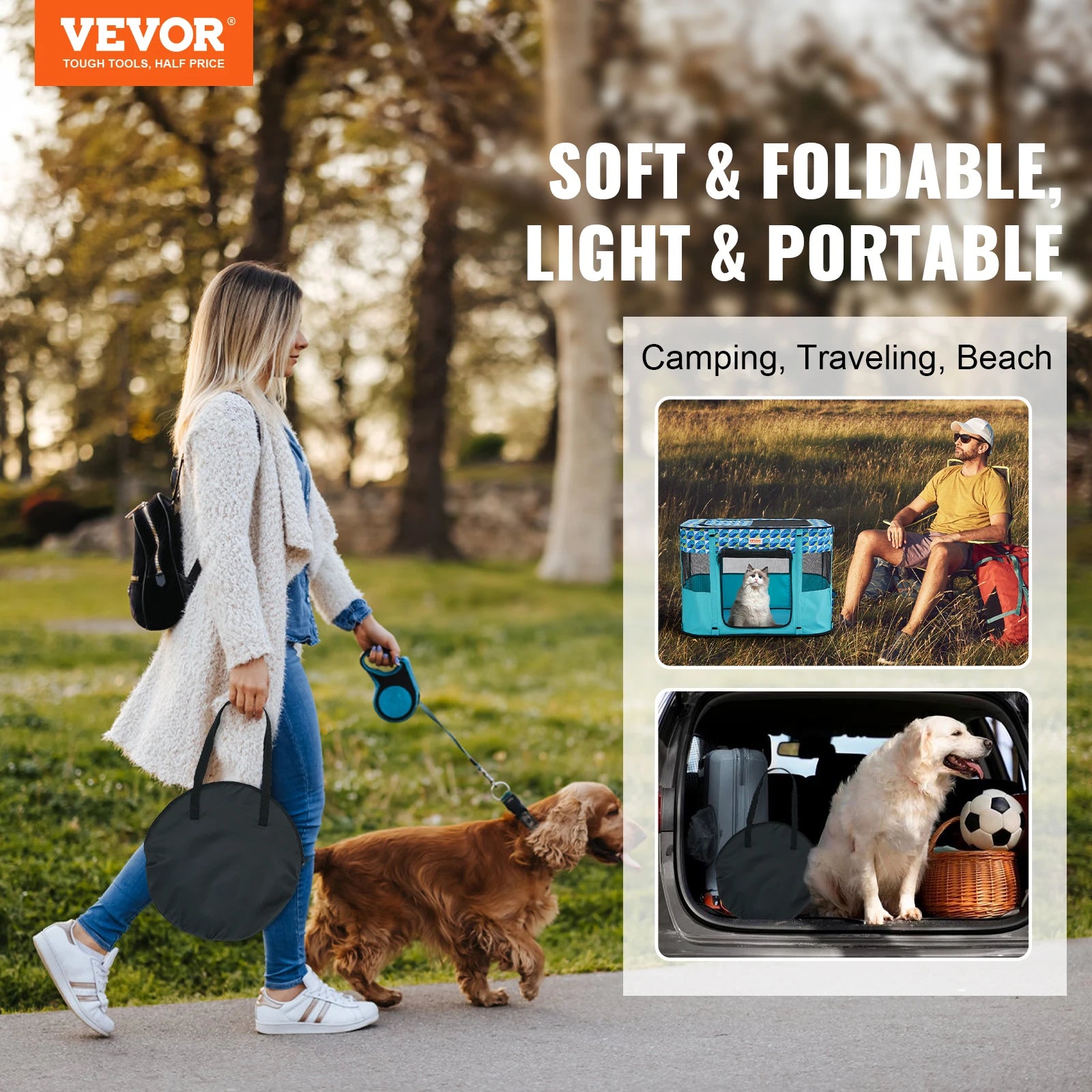 VEVOR Portable, Foldable Pet Playpen Tent Crate Kennel, Waterproof Shelter for Dog Cat Cages