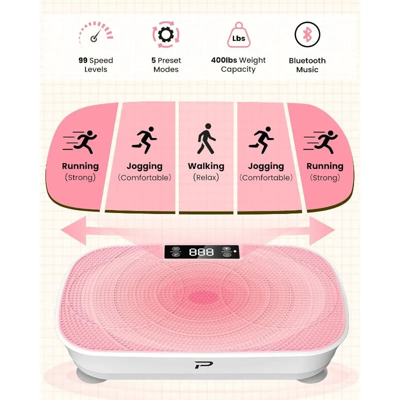 Vibration Plate Exercise Machine - Bluetooth Music & 400LBS Capacity for Lymphatic Drainage