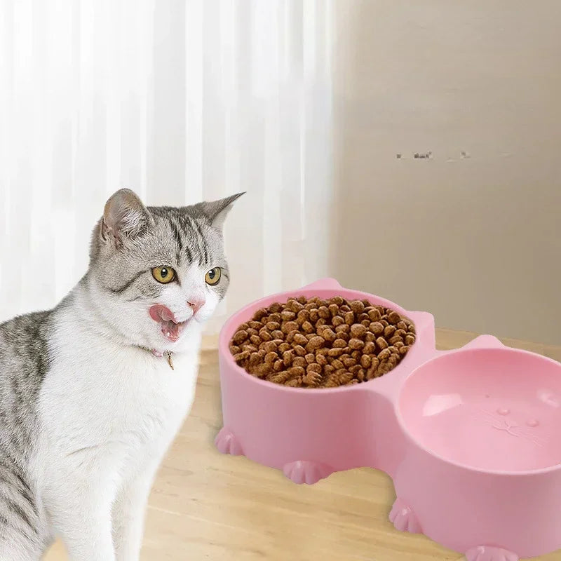 Feeder Food And Protective Raised Elevated Cat Tall Pet Tilted Design Water Bowl Set