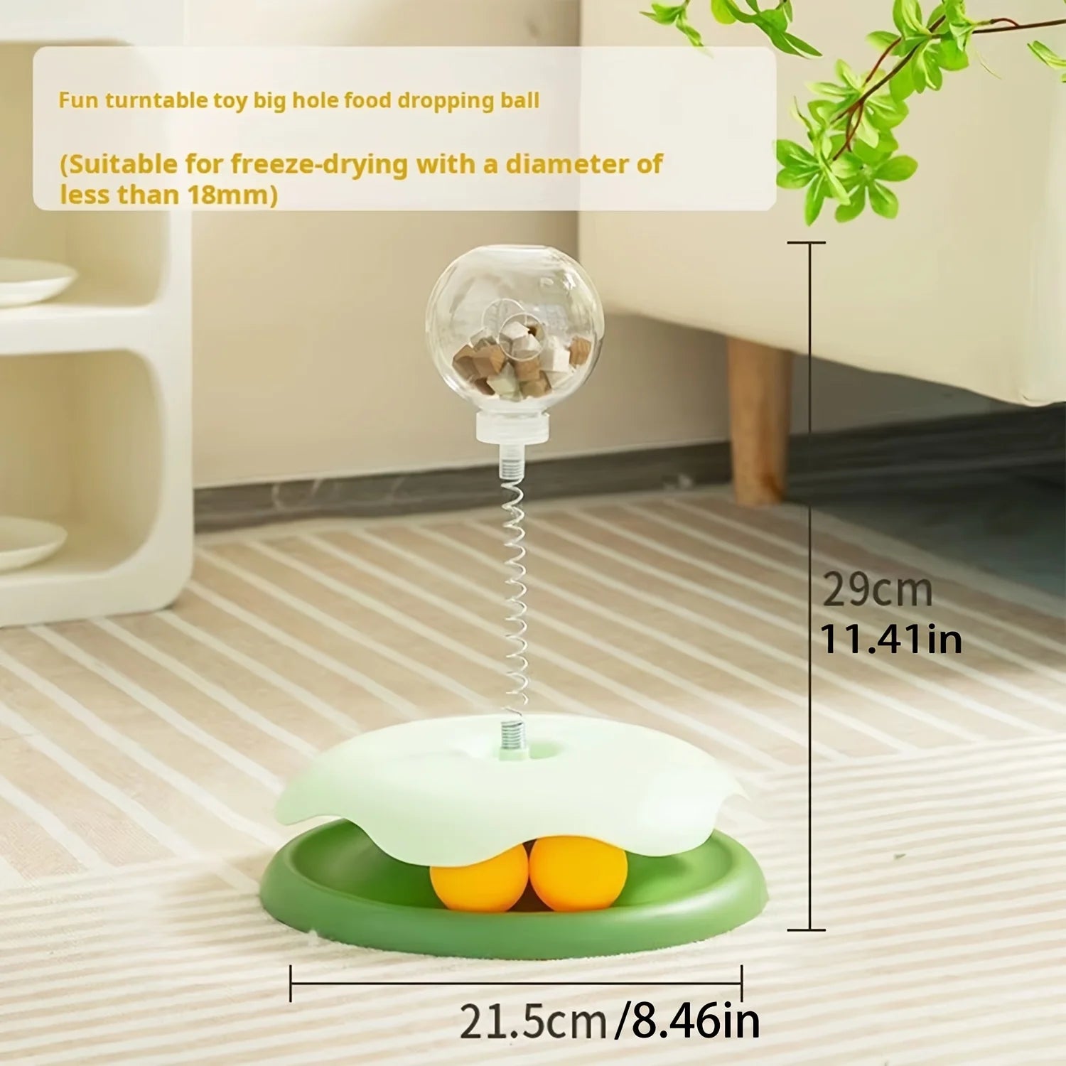 Turntable Cat Toy with Treat Dispensing Ball, 3-in-1 Self-Entertainment for Cats