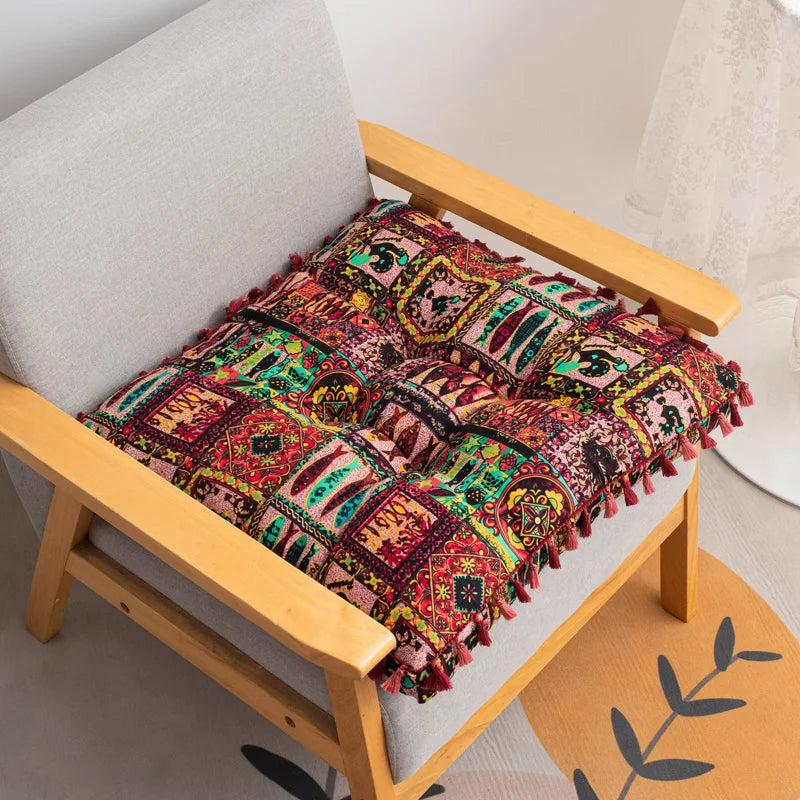 1pc Boho Style Floor Pillow, Square Cushion Meditation Pillow 50cm