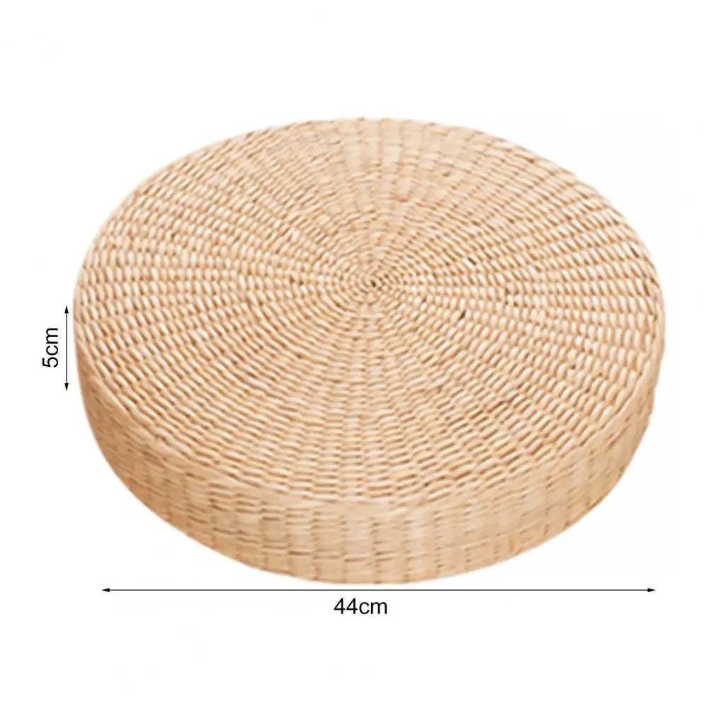 Tatami Cushion Round Straw Handmade Pillow for Floor, Meditation Woven Pillow