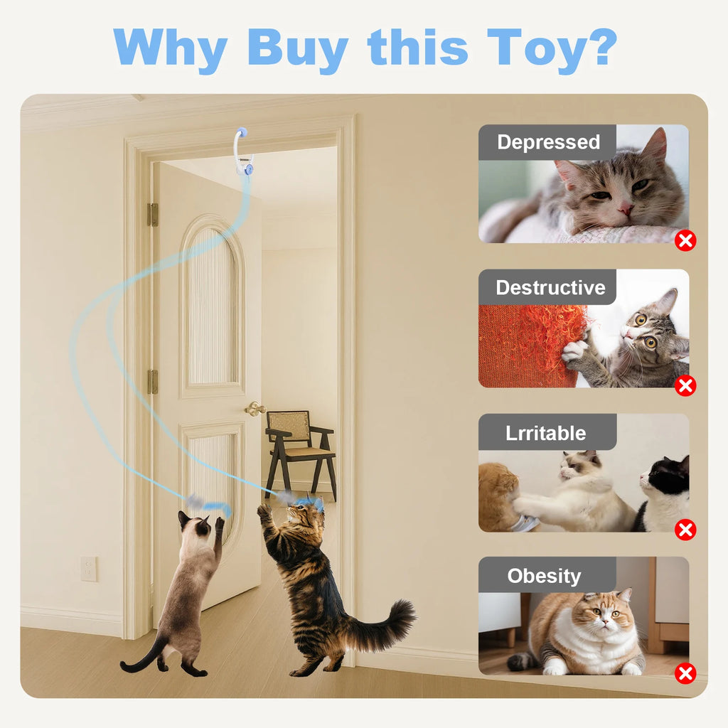 Electric Door Hanging Interactive Cat Toy USB Rechargeable Self Play Retractable Toy