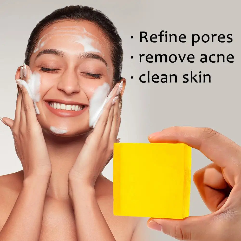 Hand Made Turmeric Soap Body Cleaning Natural Deeply Clean Skin, Refine Pores, Remove Acne