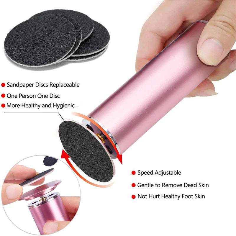 Electronic foot file pedicure sander for removing dead skin and calluses 60pcs replacement sandpaper disc
