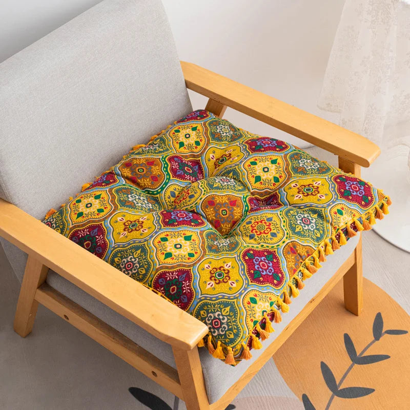 1pc Boho Style Floor Pillow, Square Cushion Meditation Pillow 50cm