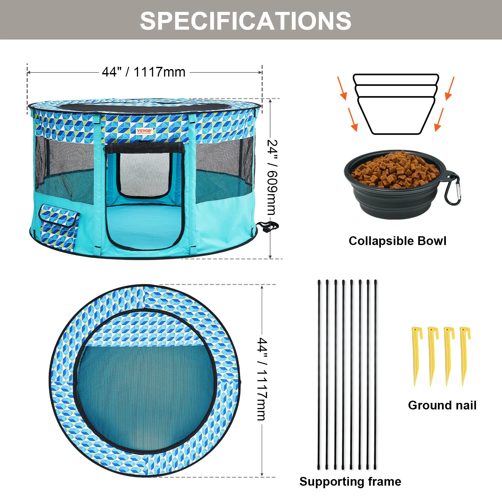VEVOR Portable, Foldable Pet Playpen Tent Crate Kennel, Waterproof Shelter for Dog Cat Cages