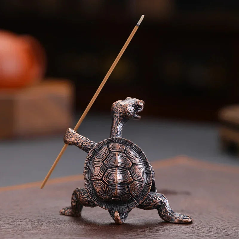 1pcs Mini Turtle Shape Incense Stick Holder Vintage Bronze Animal Incense Burner Stand