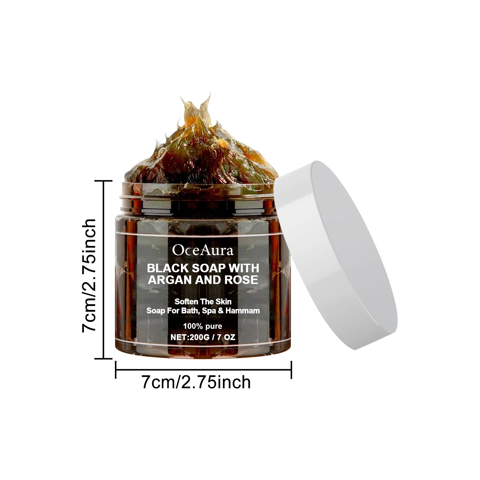 OCEAURA 200g Black Soap With Argan And Rose Body Scrub Purifying Deep Cleansing