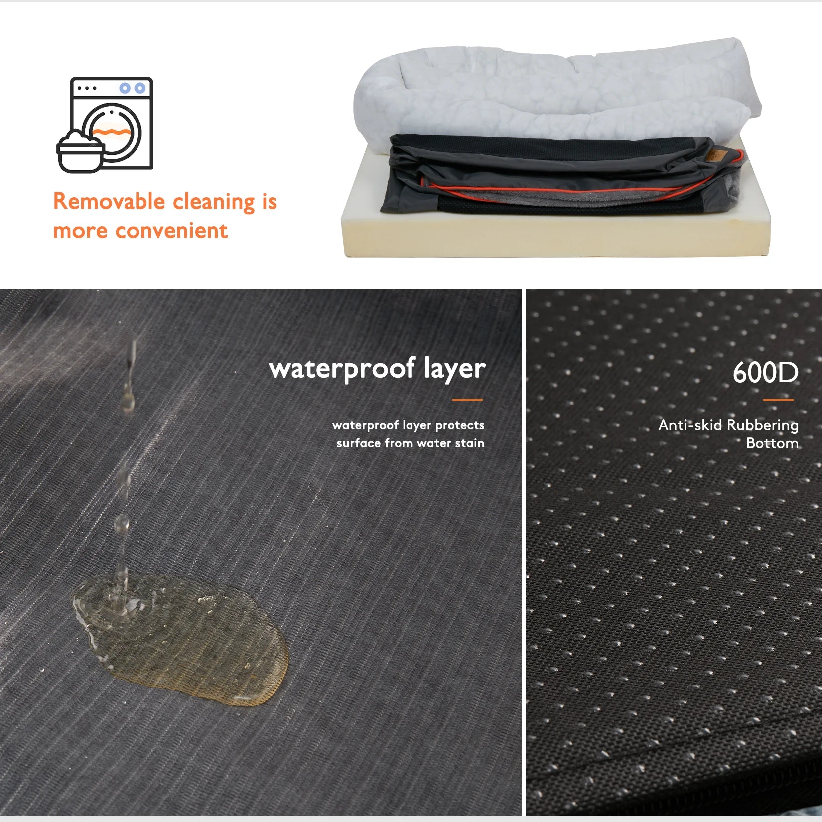 Large Dog Bed Soft Comfortable Anti Allergy Warm Fleece, Removable Washable Cover, Waterproof