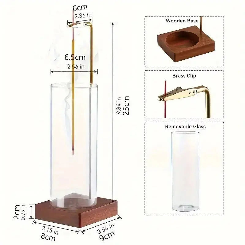 Incense Stick Holder with Removable Glass Ash Catcher Anti-ash Incense Burner
